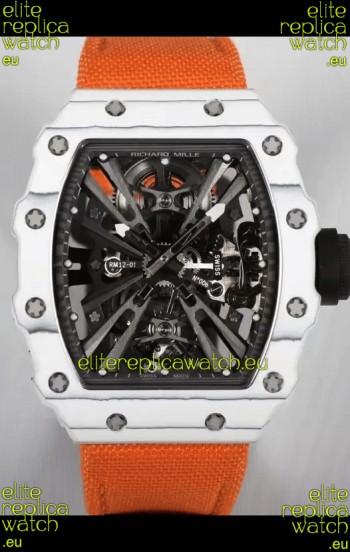 Richard Mille RM12-01 White Carbon Fiber Case Genuine Tourbillon Movement 1:1 Mirror Replica Watch