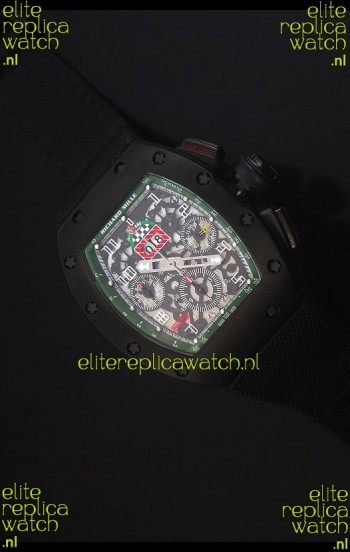 Richard Mille RM011 Filipe Massa PVD Swiss Replica Watch in Black Nylon Strap