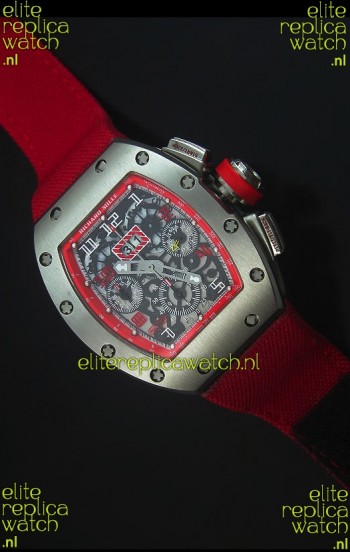 Richard Mille RM011 Filipe Massa Titanium Case Swiss Replica Watch in Red Nylon Strap