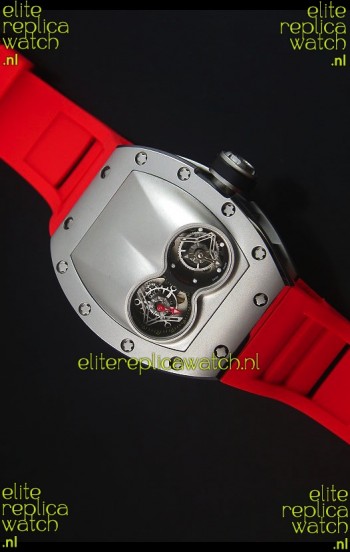 Richard Mille RM053 Tourbillon Pablo Mac Donough Swiss Replica Watch in Titanium Case Red Strap