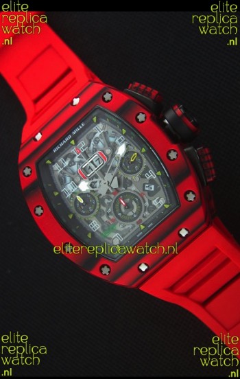 Richard Mille RM011-03 One Piece Red Forged Carbon Case Watch in Red Strap