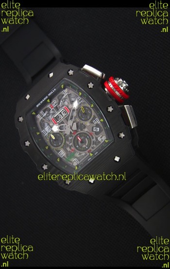 Richard Mille RM011-03 One Piece Black Forged Carbon Case Watch in Black Strap