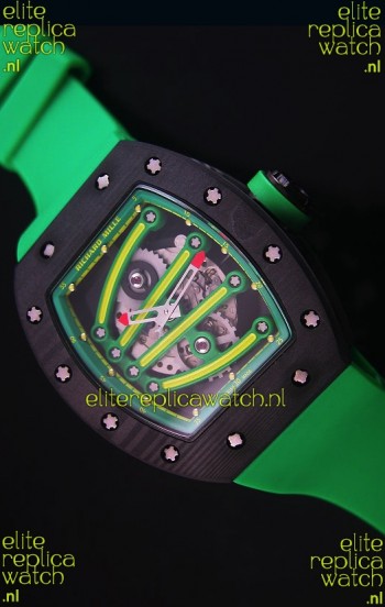 Richard Mille RM059 Yohan Blake Forged Carbon Case Swiss Replica Watch in Green Bezel