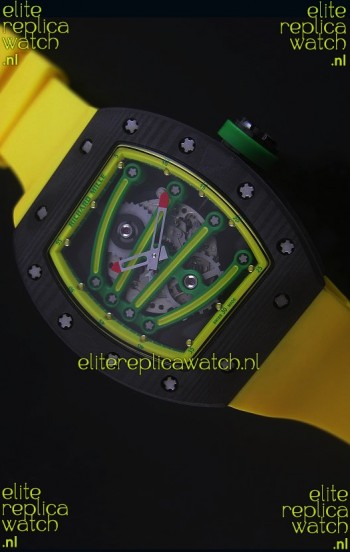 Richard Mille RM059 Yohan Blake Forged Carbon Case Swiss Replica Watch in Yellow Bezel