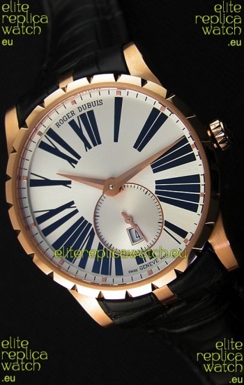 Roger Dubuis Excalibur RDDBEX0587 Pink Gold Steel White Dial Swiss Replica Watch