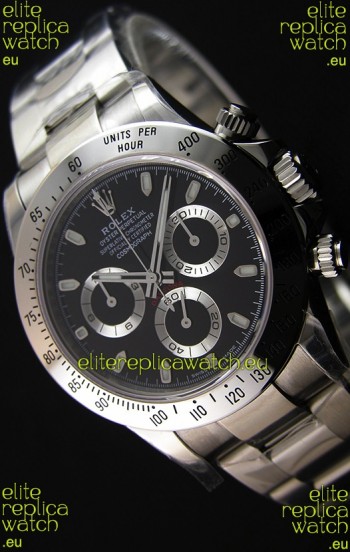 Rolex Cosmograph Daytona 116520 Black Dial Original Cal.4130 Movement - Ultimate 904L Steel Watch 