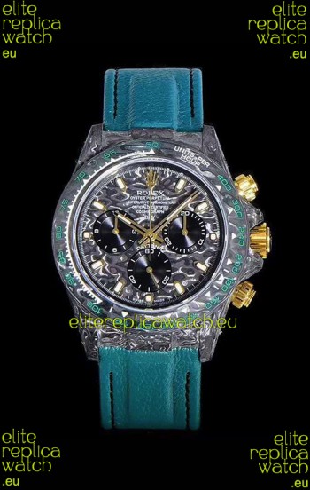 Rolex Daytona DiW Forged Cabon Casing 1:1 Mirror Replica Black Carbon Dial