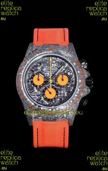 Rolex Daytona DiW Forged Cabon Casing 1:1 Mirror Replica Black Carbon Dial