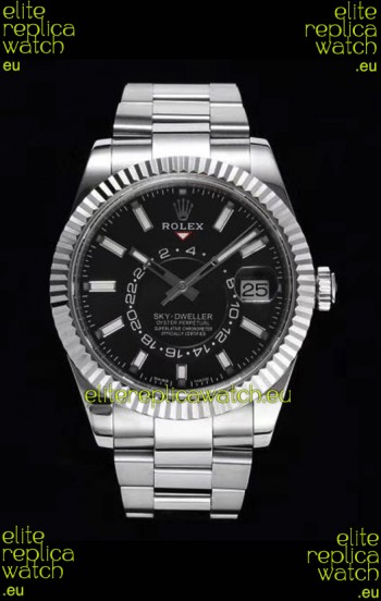 Rolex Sky-Dweller REF# 326934 Black Dial Watch in 904L Steel Case 1:1 Mirror Replica