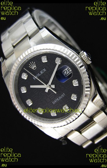 Rolex Datejust Japanese Replica Watch - Black Dial in 36MM with Oyster Strap