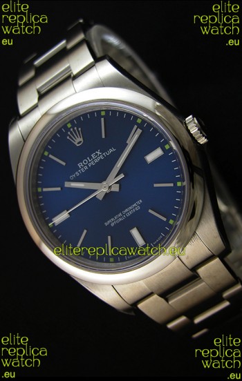 Rolex Oyster Perpetual Japanese Replica Watch - Blue Dial in 39MM Casing