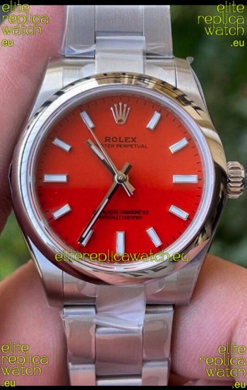 Rolex Oyster Perpetual REF#277200 31MM Swiss Movement Swiss Replica Red Dial 904L Steel 1:1 Mirror Replica Watch