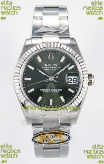 Rolex Super Clone Datejust ETA 2688 Movement 31MM Stainless Steel Case Green Dial Watch