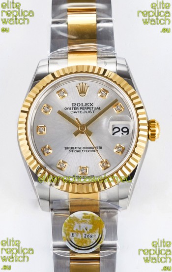 Rolex Super Clone Datejust ETA 2688 Movement 31MM Two Tone Yellow Gold Swiss Silver Dial
