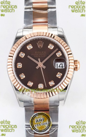 Rolex Super Clone Datejust ETA 2688 Movement 31MM Two Tone Rose Gold Swiss Brown Dial