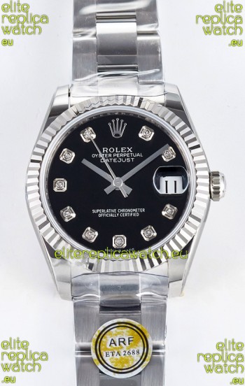 Rolex Super Clone Datejust ETA 2688 Movement 31MM Stainless Steel Black Dial Watch 