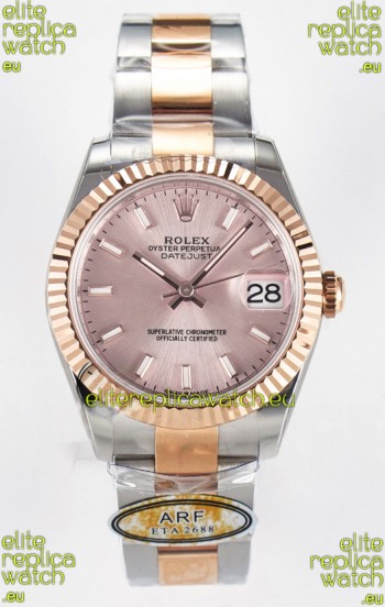 Rolex Super Clone Datejust ETA 2688 Movement 31MM Two Tone Rose Gold Swiss Champange Dial