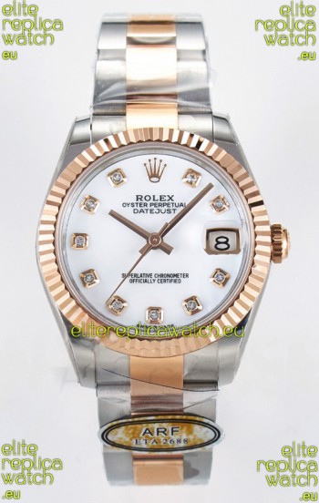 Rolex Super Clone Datejust ETA 2688 Movement 31MM Two Tone Rose Gold White Dial