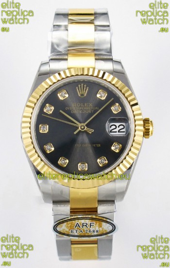 Rolex Super Clone Datejust ETA 2688 Movement 31MM Two Tone Yellow Gold Grey Dial