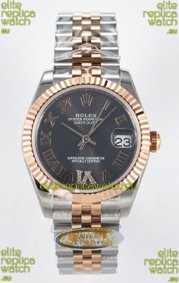 Rolex Super Clone Datejust ETA 2688 Movement 31MM Two Tone Rose Gold Swiss Grey Dial