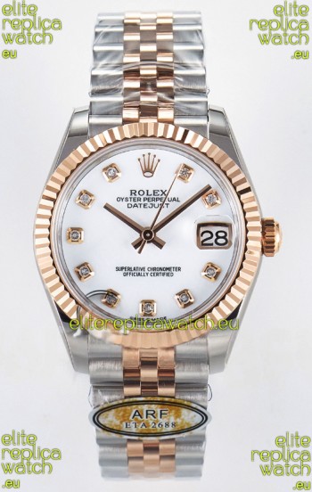 Rolex Super Clone Datejust ETA 2688 Movement 31MM Two Tone Rose Gold Swiss White Dial