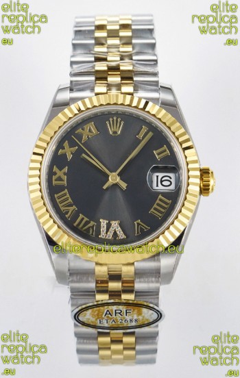 Rolex Super Clone Datejust ETA 2688 Movement 31MM Two Tone Yellow Gold Swiss Grey Dial