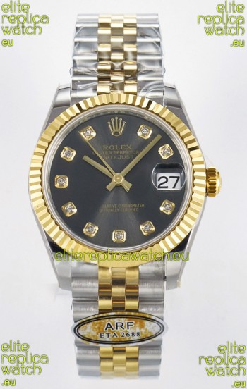 Rolex Super Clone Datejust ETA 2688 Movement 31MM Two Tone Yellow Gold Swiss Grey Dial