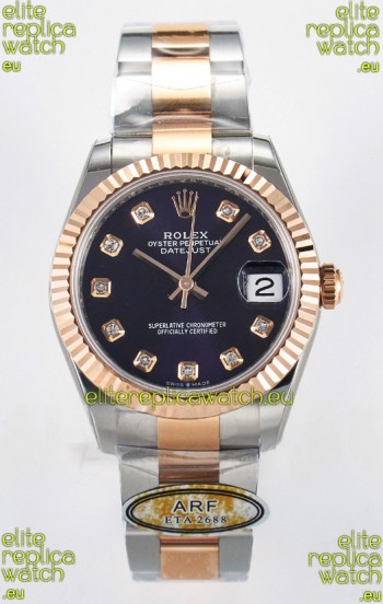 Rolex Super Clone Datejust ETA 2688 Movement 31MM Two Tone Rose Gold Swiss Purple Dial