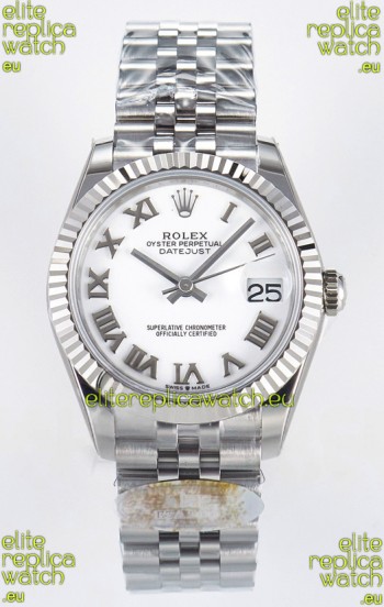 Rolex Super Clone Datejust ETA 2688 Movement 31MM Stainless Steel White Roman Dial Watch 