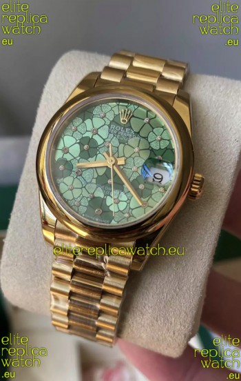 Rolex Datejust M278248 31MM Swiss Replica in Gold - Green Motif Dial 1:1 Mirror Quality