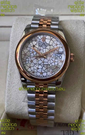 Rolex Datejust M278381RBR 31MM Swiss Replica Two Tone Rose Gold - Floral Motif Dial 1:1 Mirror Quality