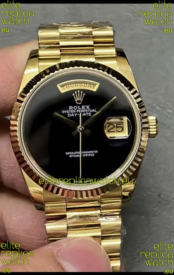 Rolex Day Date Presidential 18K Yellow Gold Watch 36MM - Black Dial 1:1 Mirror Quality