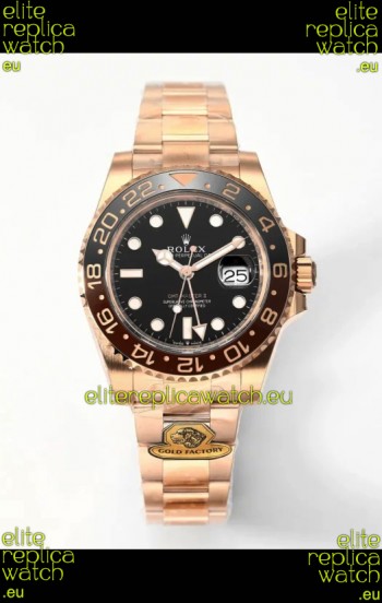 Rolex GMT Masters II Super Clone Root Beer 126711CHNR Rose Black Dial Swiss Replica Watch 