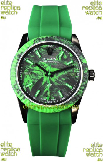 Rolex Milgauss DiW Green Carbon Casing Watch - ETA2836 Automatic Movement in Green Strap 