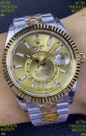 Rolex Sky-Dweller REF# M336933 Gold Dial Watch in Yellow Gold 904L Steel Case 1:1 Mirror Replica
