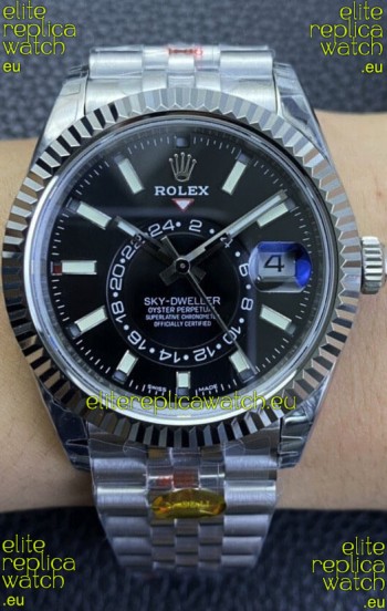 Rolex Sky-Dweller REF# M326934 Black Dial Watch in 904L Steel Case 1:1 Mirror Replica