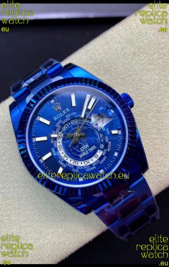 Rolex SkyDweller Swiss Watch in Blue PVD Coated Case - DIW Edition Blue Dial