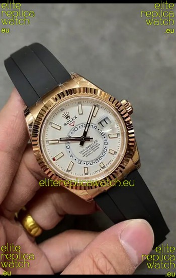 Rolex Sky-Dweller REF# M326235 White Dial Rose Gold Watch in 904L Steel Case 1:1 Mirror Replica