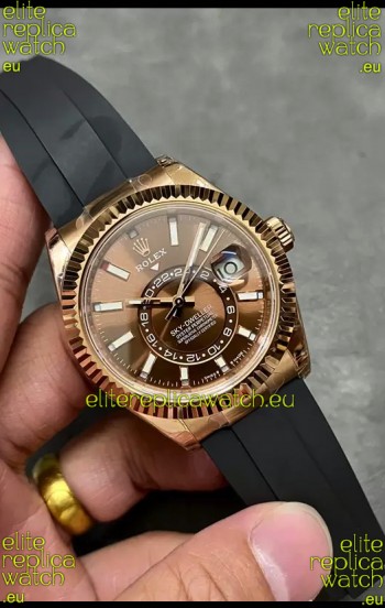 Rolex Sky-Dweller REF# M336235 Brown Dial Rose Gold Watch in 904L Steel Case 1:1 Mirror Replica
