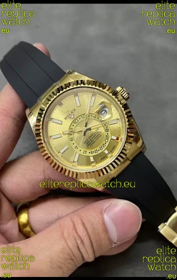 Rolex Sky-Dweller REF# M336235 Gold Dial Yellow Gold Watch in 904L Steel Case 1:1 Mirror Replica