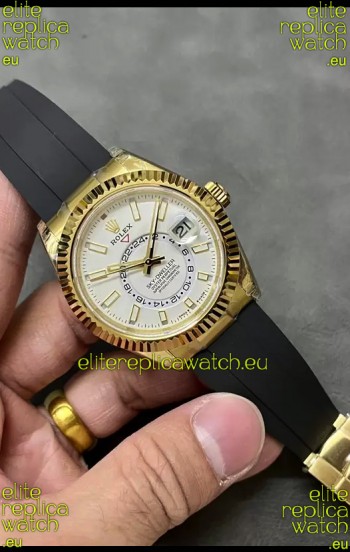 Rolex Sky-Dweller REF# M336235 White Dial Yellow Gold Watch in 904L Steel Case 1:1 Mirror Replica