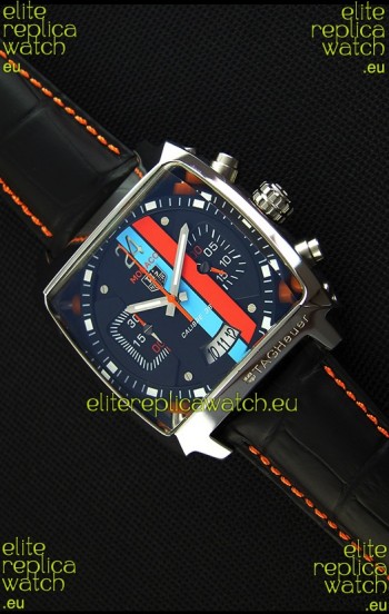 Tag Heuer Monaco 24 Quartz Replica Watch in Red/Blue Stripes Dial