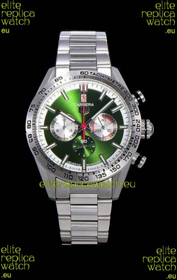 Tag Heuer Carrera Swiss Quartz Movement Replica Watch in Green Dial - Stainless Steel Strap