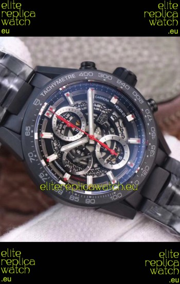 Tag Heuer Carrera Heuer 01 Swiss Replica Watch in PVD Casing - Black Skeleton Dial