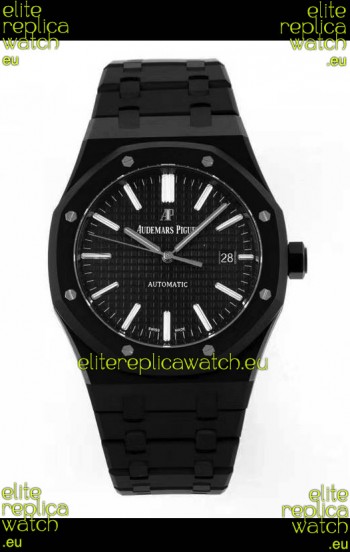 Audemars Piguet Royal Oak PVD Coated Swiss Replica Watch 3120 Swiss Movement - Black Dial 