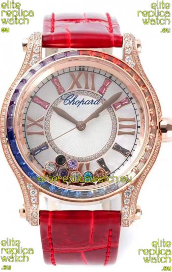 Chopard Happy Sport Swiss Automatic Replica Watch - Rose Gold Casing - 36MM Wide 