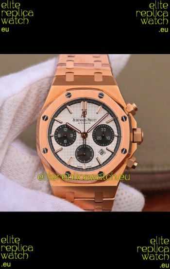 Audemars Piguet Royal Oak Chronograph White Dial Rose Gold on 904L Steel - 1:1 Mirror Replica
