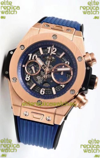 Hublot Big Bang Unico Rose Gold Blue 1:1 Mirror Edition Swiss Replica Watch