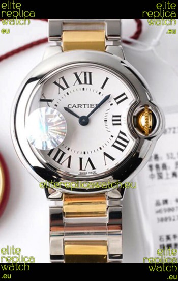 Ballon De Cartier Swiss Quartz 1:1 Mirror Quality 28MM in 2 Tone Casing White Dial 
