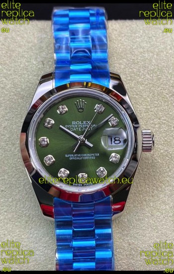 Rolex Datejust Ladies 28MM Cal.3135 Movement Swiss Replica in Green Dial - 904L Steel Casing